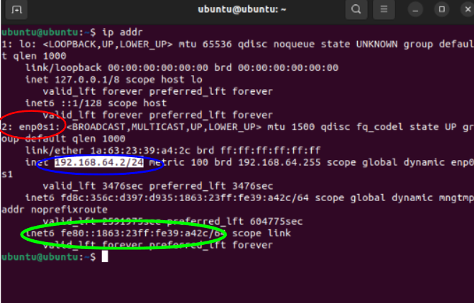 IP address info on Ubuntu shared mode